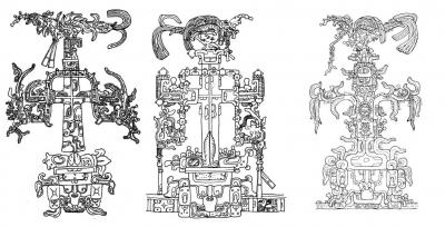 Іл. 60: Зображення світових дерев на віку саркофагу із Храму Написів,… Іл. 60: Зображення світових дерев на…