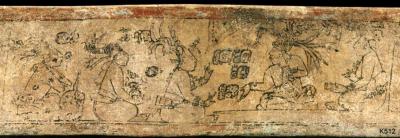 Іл. 122а: Бог Маїсу та близнята перед Богом Сонця.Justin Kerr. MayaVase… Іл. 122а: Бог Маїсу та близнята перед…