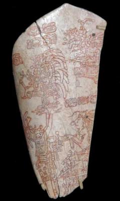 Іл. 124: Коронація Бога Маїсу.Гравірована кістка з Далласького музею. Іл. 124: Коронація Бога…