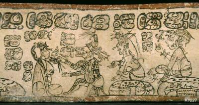 Іл. 138: Сцена з армаділлом, жінкою та близнятами.Justin Kerr. MayaVase… Іл. 138: Сцена з армаділлом, жінкою та…