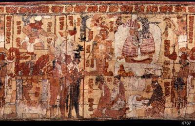 Іл. 174: Підрахунок воєнної здобичі.Justin Kerr. MayaVase Database 0767 Іл. 174: Підрахунок воєнної…