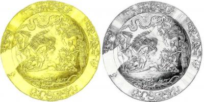 Іл. 209: Золотий диск із сценою офірування з Чіч’еен-Іца. Промальовка Тетяни… Іл. 209: Золотий диск із сценою…