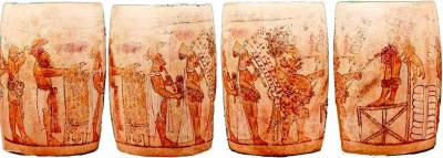 Іл. 214: Жертвопринесення шляхом розстрілювання дротиками. Justin Kerr.… Іл. 214: Жертвопринесення шляхом…