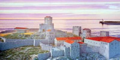 Ілл. 19. Акрополь Пантікапея, на задньому плані у центрі – царський палац,… Ілл. 19. Акрополь Пантікапея, на…