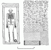 План и разрез могильного сруба…