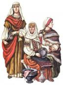 Рис. 2.2.71. Жіночі костюми черняхівської культури, гіпотетична реконструкція,… Рис. 2.2.71. Жіночі костюми…