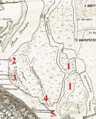 Рис. 2.5.6.6. Труханів та Долобецький (1) острови на мапі 1871-73 рр. (з… Рис. 2.5.6.6. Труханів та Долобецький…