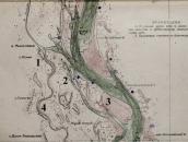 Рис. 2.7.12.27. Жуків острів на лоції Дніпра у Києві, 1934 р.: 1 – селище… Рис. 2.7.12.27. Жуків острів на лоції…