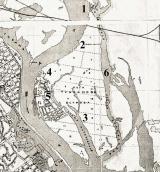 Рис. 2.7.9.1. Труханів острів на плані Києва, 1923 р.: 1 – дамба, яка сполучає… Рис. 2.7.9.1. Труханів острів на плані…