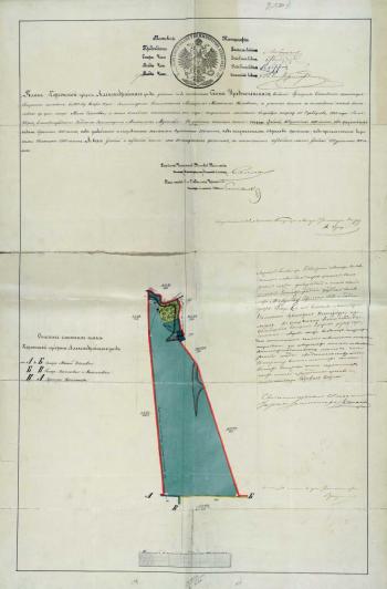 План землі Предтеченського скиту 1883 року. Масштаб: в англійському дюймі 100… План землі Предтеченського скиту 1883…