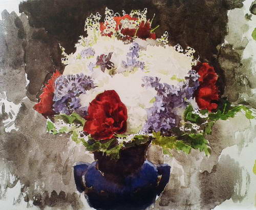 Цветы в синей вазе. 1886 г.