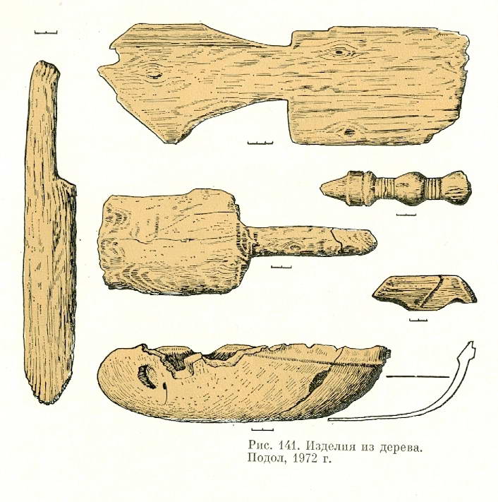 Вироби з дерева, Поділ, розкопки 1972 р.