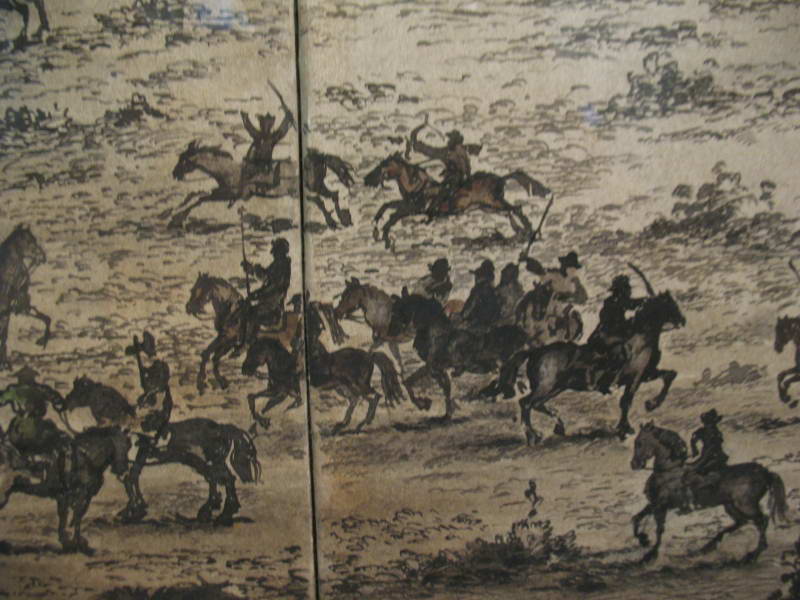 Detail of battle of cavalry troops,…