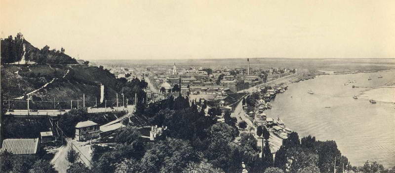 View of the Podil and a marina
