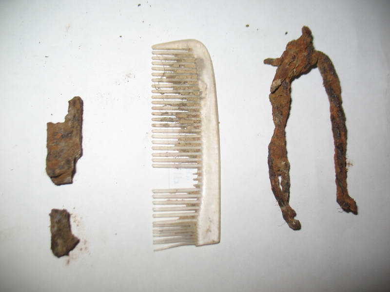 Chip from an artillery shell, comb and…