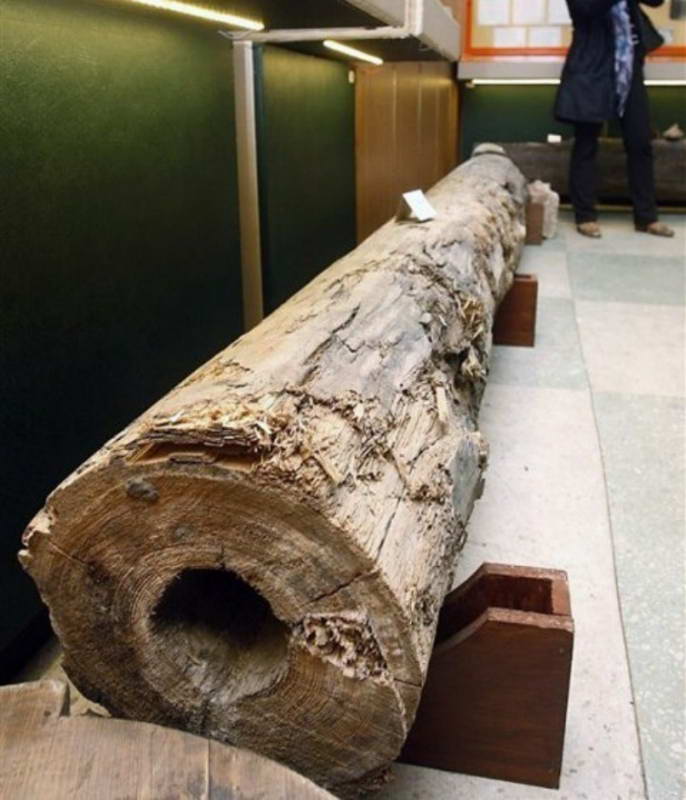 Wooden pipe of water supply in Kiev,…